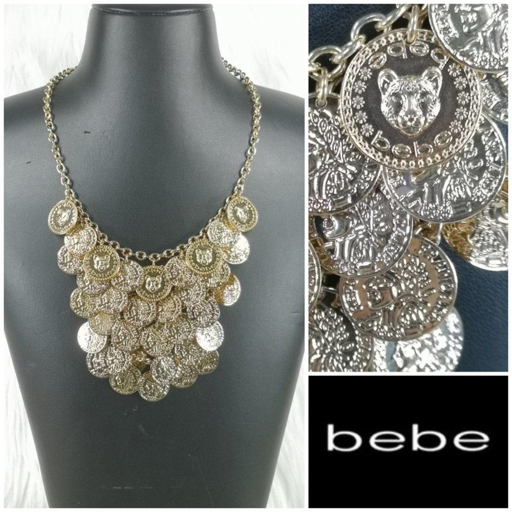 bebe Chain Gold Charm Necklace Coin